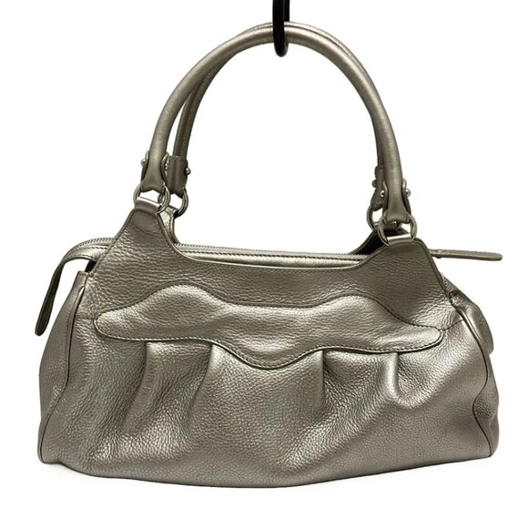 Salvatore Ferragamo Gancini Silver Leather Shoulder Bag 195-073025 - Picture 2 of 8